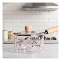 Recipiente para Mesa con Tapa Segura y Mango Largo Transparente Flores Y+Papel Regalo